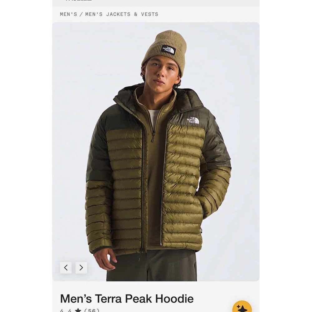 The North Face Mens Green Hooded Puffer Jacket XL Full Zip 550 Down